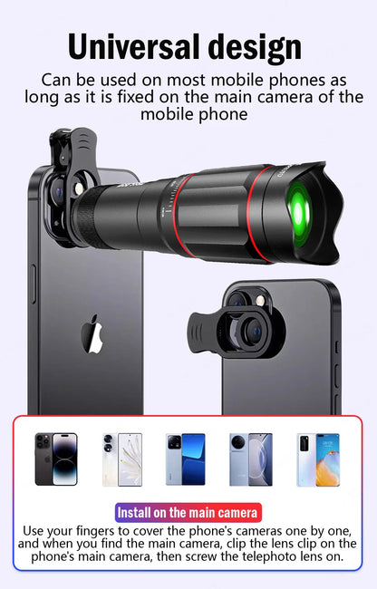 25X Phone Telephoto Lens Kit Phone Holder Portable Tripod Stabilizer Highpower Zoom Concerts Contest Outdoor Observation Animal