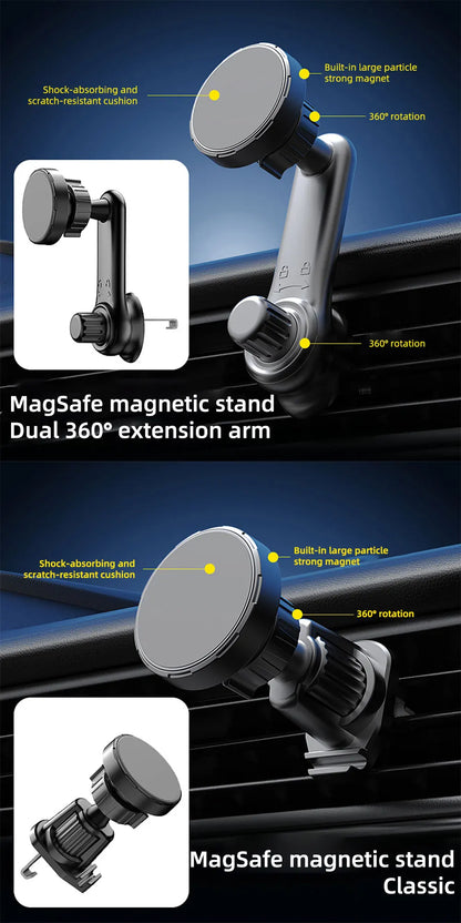Magnetic Car Phone Holder with Hook Air Outlet Mobile Phone Holder Stand 360° Rotate Magnet Mount Bracket In Car For iPhone Xiao