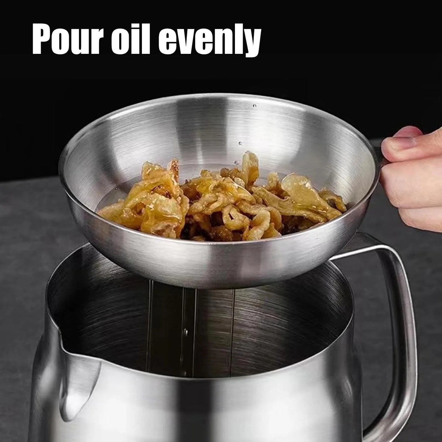 Oil Strainer Pot 304 Stainless Steel Oil Filter Large Capacity Ergonomic Handle Grease Container With Strainer Oil Storage Can