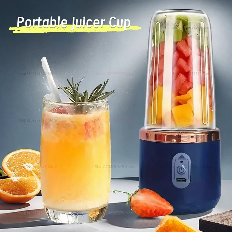 Double Cup Multifunction Portable Electric Fruit Juicer 6 Blades Blender Bottle Fresh Juice Smoothie Blender USB Charging Juicer
