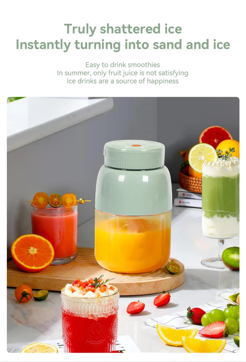 Portable Fruit Blender 800ml Multifunctional Electric Juicer Cup 10 Steel Blades Summer Milkshake Machine USB Rechargeable