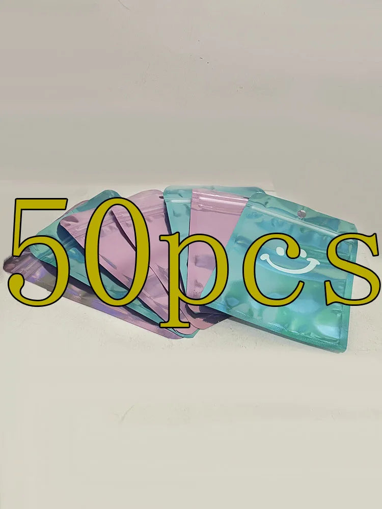 50pcs Food Packing Reusable Plastic Zip Shut Bag Pouches Cartoon Candy Jewelry Zip Lock Sealing Packaging Bags
