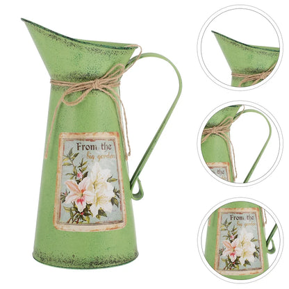 Tin Bucket Rustic Water Can Decor Decorative Toy Floral Containers Iron Farmhouse Retro Buckets