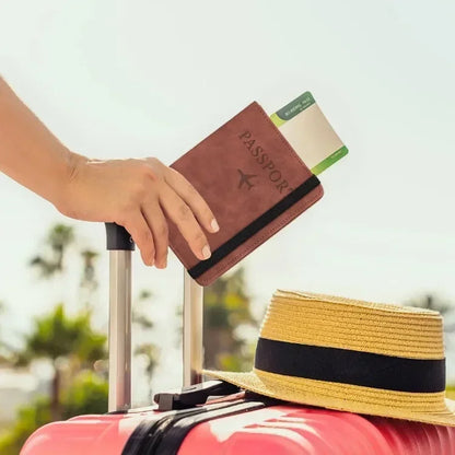 RFID Blocking Leather Card Case Passport Holder Cover Wallet Travel Accessories for Women Men