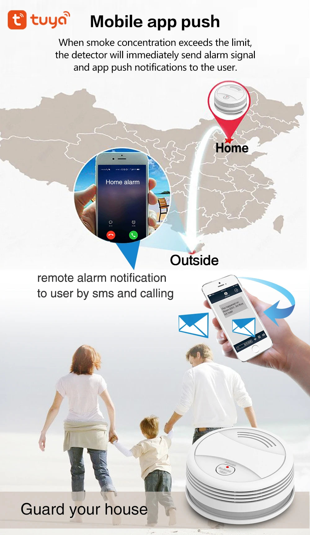 Tuya Smart Wifi Smoke Detector Sensor 80DB Alarm Fire Smoke Detector Wifi Fire Protection Home Security Alarm Smart Life APP