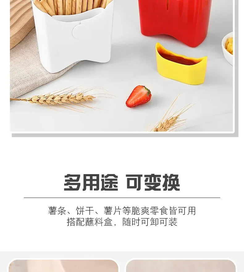 Portable Plastic French Fry Snack Storage Box PP Salad Cup Student Square Salad Bowl