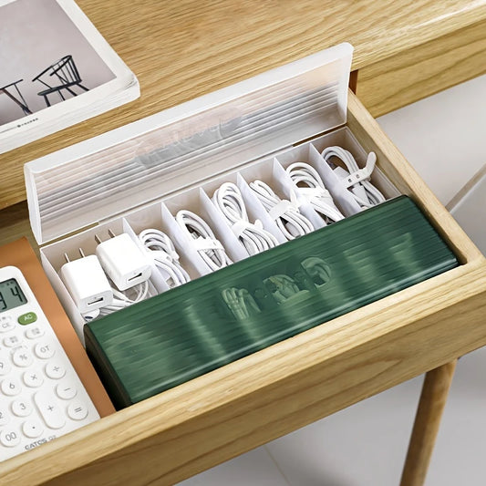 Cable Organizer Box Portable with 7 compartment Data Cable Storage Box For Home Office Organization Charger Cord For Electronics