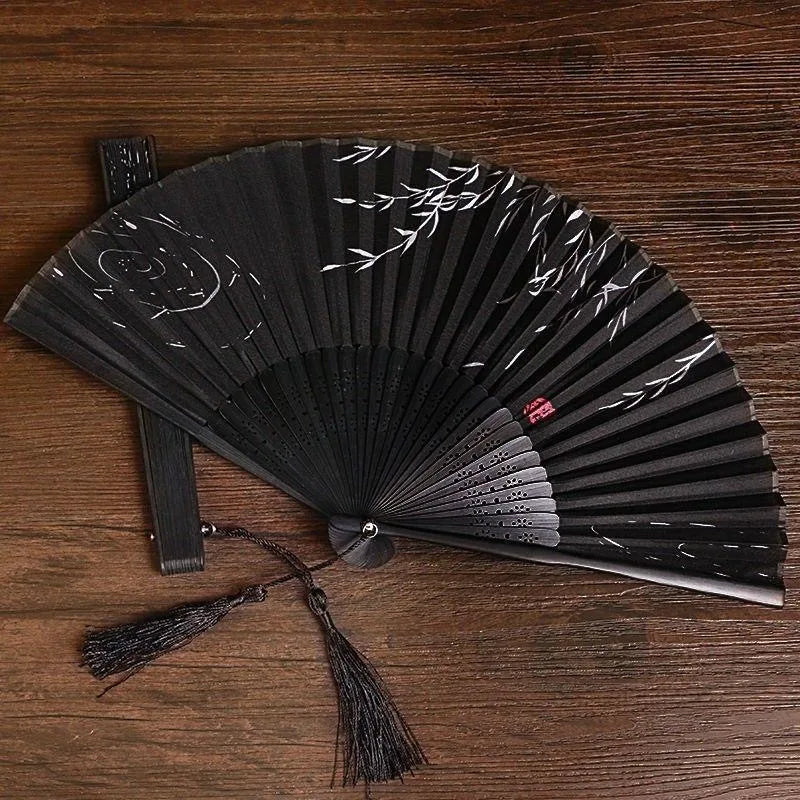1pcs - Chinese style black vintage hand fan folding fan Chinese dance party folding fan