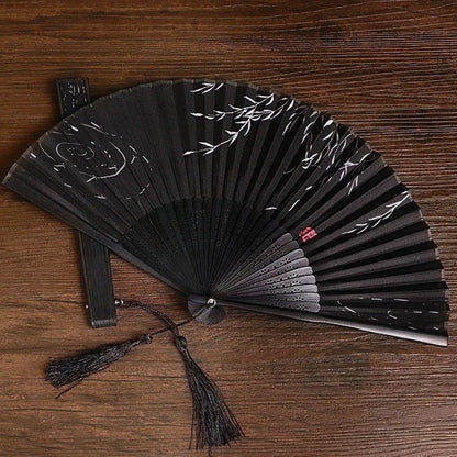 1pcs - Chinese style black vintage hand fan folding fan Chinese dance party folding fan