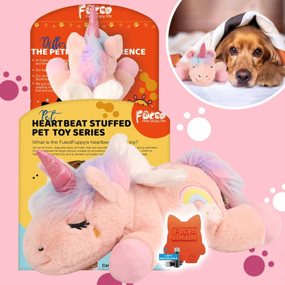 PETFULED Unicorn Heartbeat Dog Toys Plush Toys Comfort Puppy Toys Stress Reducing Sleep Aid Crate Toys, Durable Chew Toys for Do
