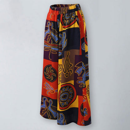 Women's Wide Leg Boho Yoga Harem Pants Gypsy Thailand Bohemian Palazzo Pants Smocked Waist Trousers Shirt