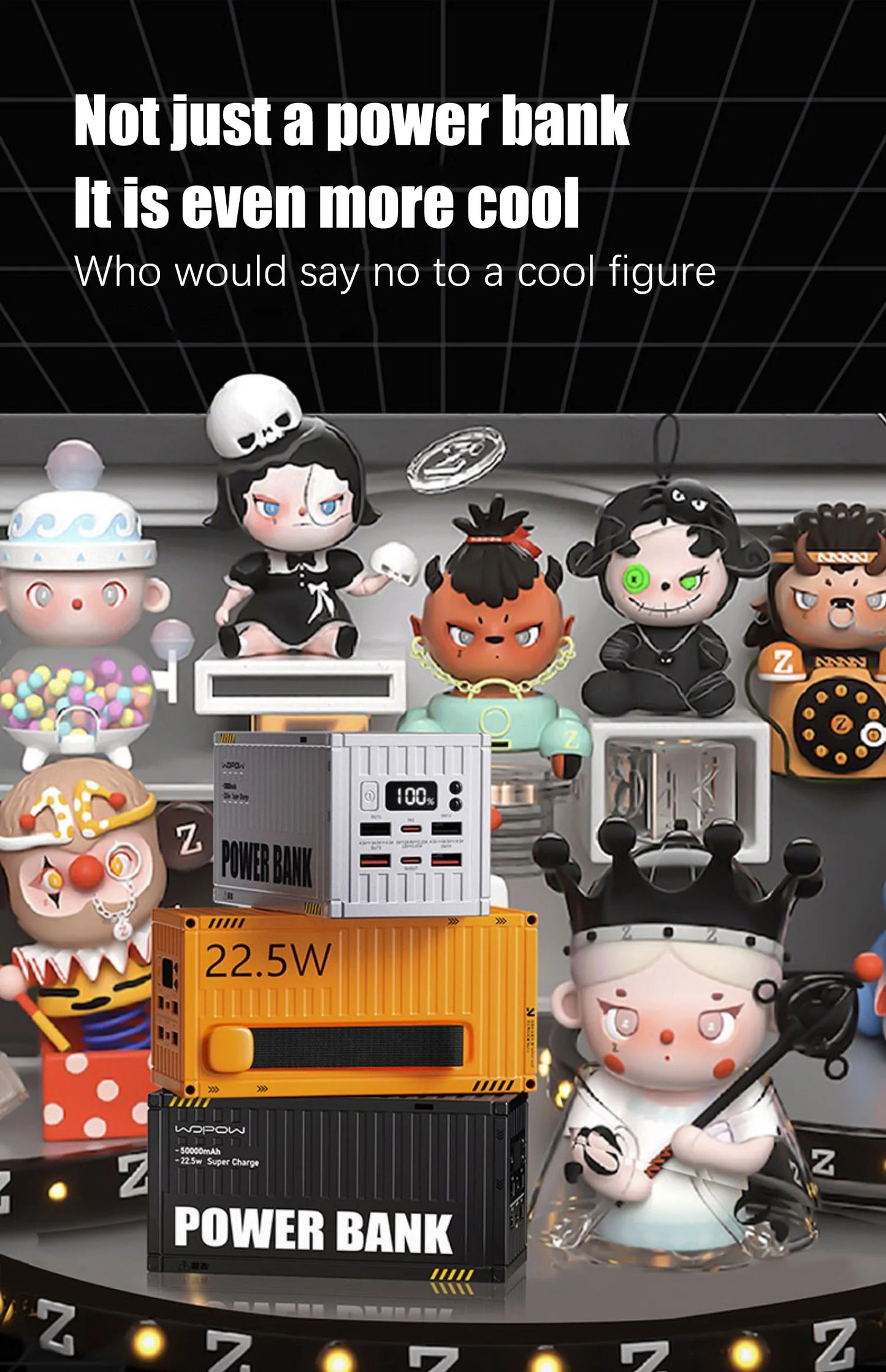 Large Capacity 50000mAh Power Bank 22.5W PD Fast Charging Auxiliary Battery for Outdoor Camping High-Speed External Spare