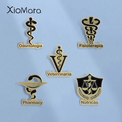 Odontologia Pharmacy Fisioterapia Enamel Pins Custom Creative Logo Brooches Lapel Badges Clothes Punk Jewelry Gift for Friends