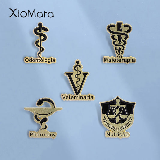 Odontologia Pharmacy Fisioterapia Enamel Pins Custom Creative Logo Brooches Lapel Badges Clothes Punk Jewelry Gift for Friends