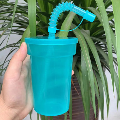 Neon Sipper Cups Reusable Spill-Proof Drinking Cups with Lids and Straws for Birthday Party Travel Xmas Juice Mug Water Bottle