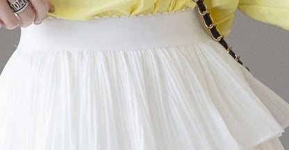 Skirts for Women Pleat Chiffon Womens Skirt Dots Clothing Mini Pleated Ruffle Short White Modest Aesthetic Harajuku A Line Cheap