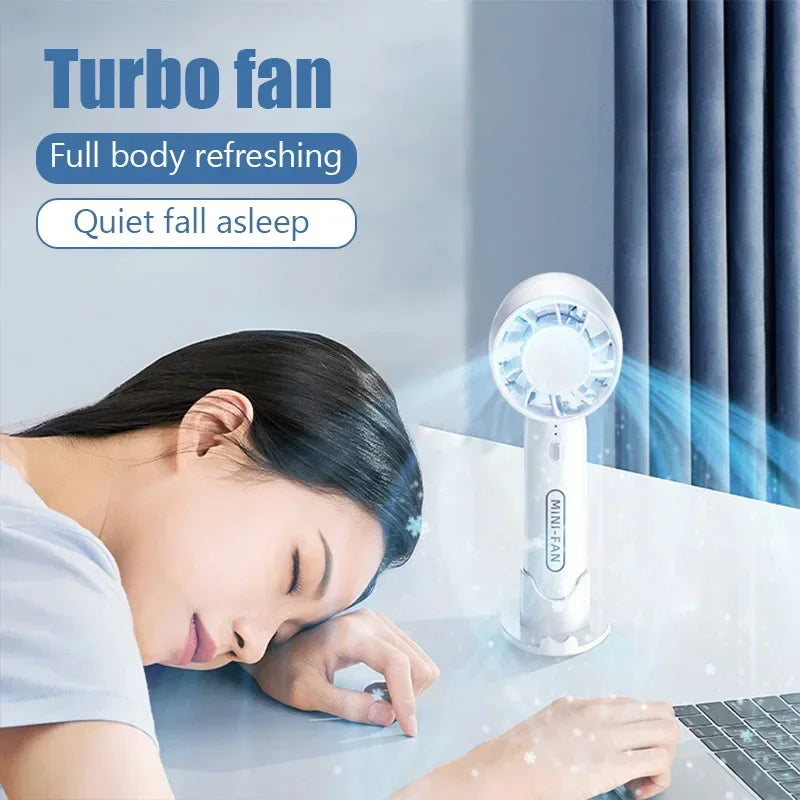 Portable Handheld Fan - 3-Speed Mini Turbo Fan, Folding & Lightweight for Students, Travelers & Office/Outdoor Cooling