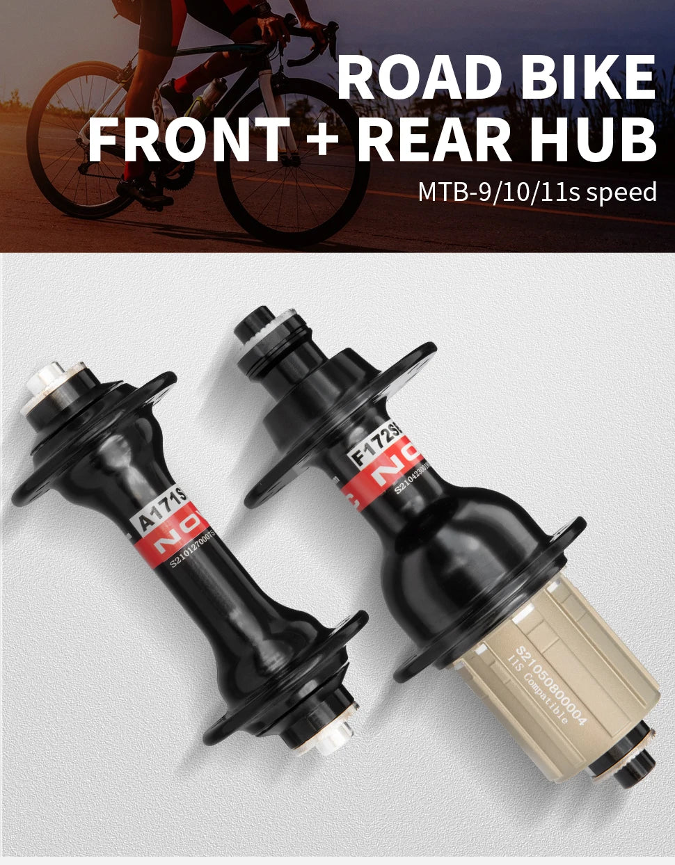 Road Bike Hubs 171/172 SHIMAN0 Hubs Front 20H Rear 24H Quick Release Hubs Compatible with 9/10/11 Speed Bikes