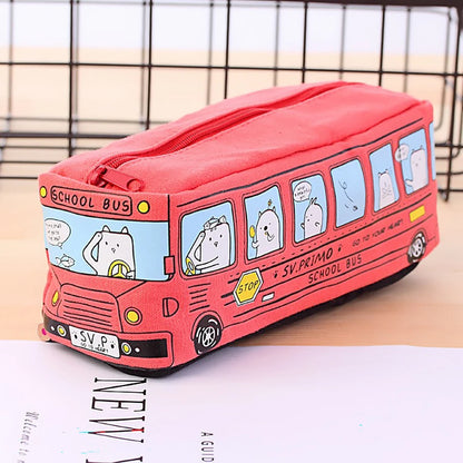 1PCS Creative Large Capacity Student Bus Cartoon Car Pencil Bag Office Culture and Educational Supplies