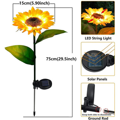 Simulated Outdoor Solar Sunflowers Smart Sense Garden Lights Yard Wedding Thanksgiving Decor Light Waterproof LED Lawn Light