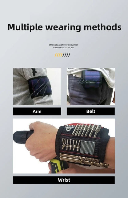 Magnetic Wristband with Super Strong Magnets Holds Screws, Nails, Drill Bit. Unique Wrist Support Design Cool Handy Gadget Gifts