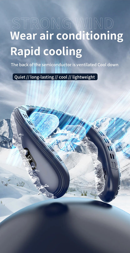 New Wearable Neck Fan Hanging Neck Fan Rechargeable Semiconductor Cooling Bladeless Fan Outdoor Personal Fan Wearable Cooler