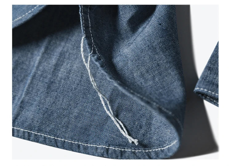 Bronson Repro USN Chambray Work Shirt Rugged Men's Selvedge Workwear Light Blue