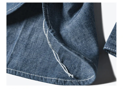 Bronson Repro USN Chambray Work Shirt Rugged Men's Selvedge Workwear Light Blue