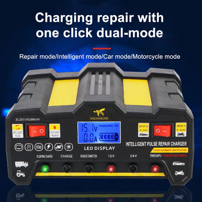 600W Car Battery Chargers 12V 12A / 24V 9A Output Quick Charging Intelligent Automatic Pulse Repair Home Storage Battery Charger