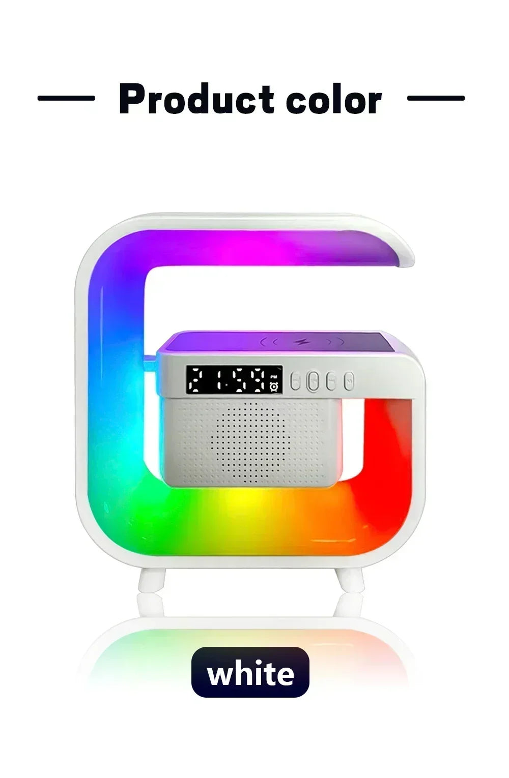 Multifunctional Atmosphere RGB Desk Clock Nightlight Wireless Charger Bluetooth Speakers for iPhone Samung Xiaomi Fast Charging