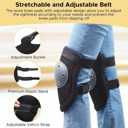 1Pair Professional Knee Pads for Work, Durable Construction Adjustable Knee Pads for Flooring, Gardening, Cleaning, Constructing