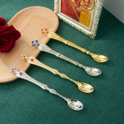 HT Church Product Religion Accessory Gold Plated Orthodox Holy Water Spoon Religious Rituals for Church Decoration