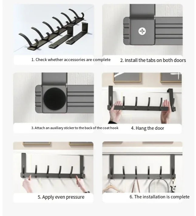 Hooks Over The Door 5-8 Hooks Clothes Coat Hat Towel Hanger Home Bathroom Organizer Rack Kitchen Accessories Holder