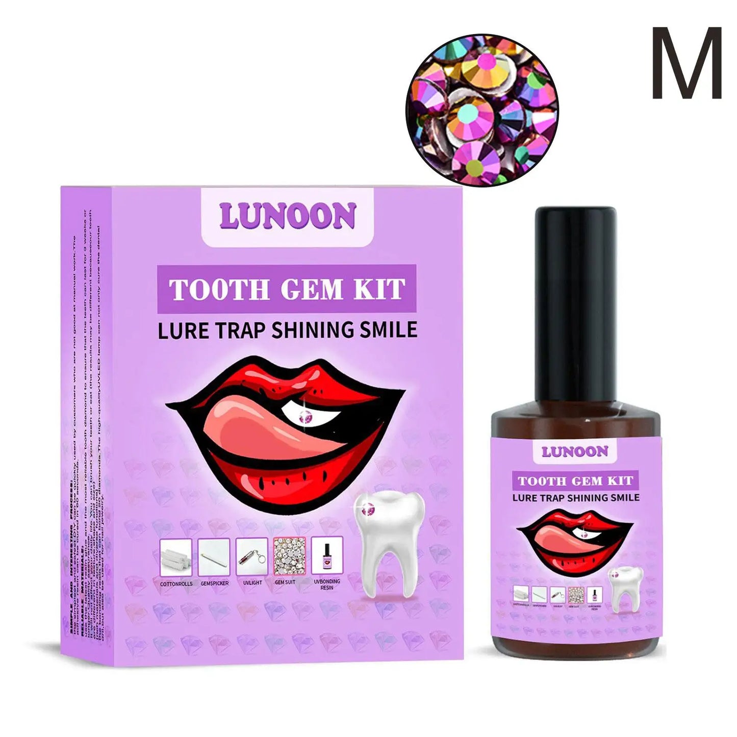 Tooth Jewelry Kit DIY Teeth Gems Kit With Glues And Light Teeth Clear Precious Stone Jewelry Decoration Glittering Tooth Gem Kit