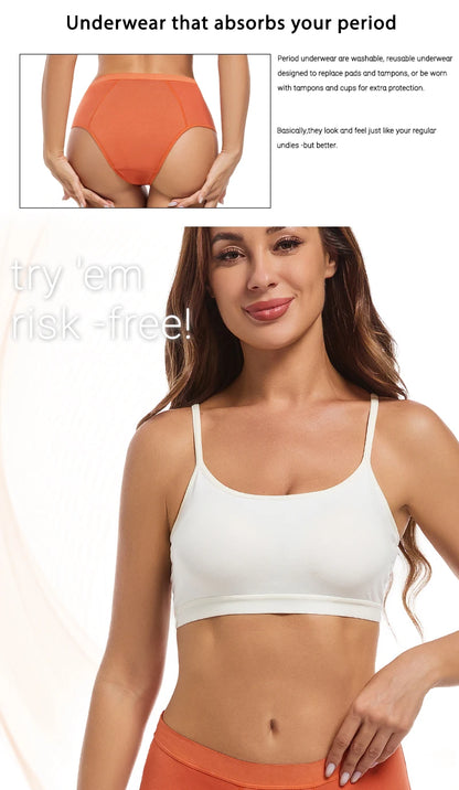 Menstrual Panties Women Abundant Flow Menstrual Period Panties High Waist Menstrual Cycle Absorbent Underwear Leak Proof Panties