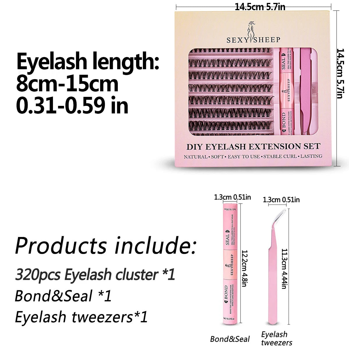 DIY eyelash set 200 eyelash clusters 30D 40D 50D eyelash extension makeup tool with glue and tweezers