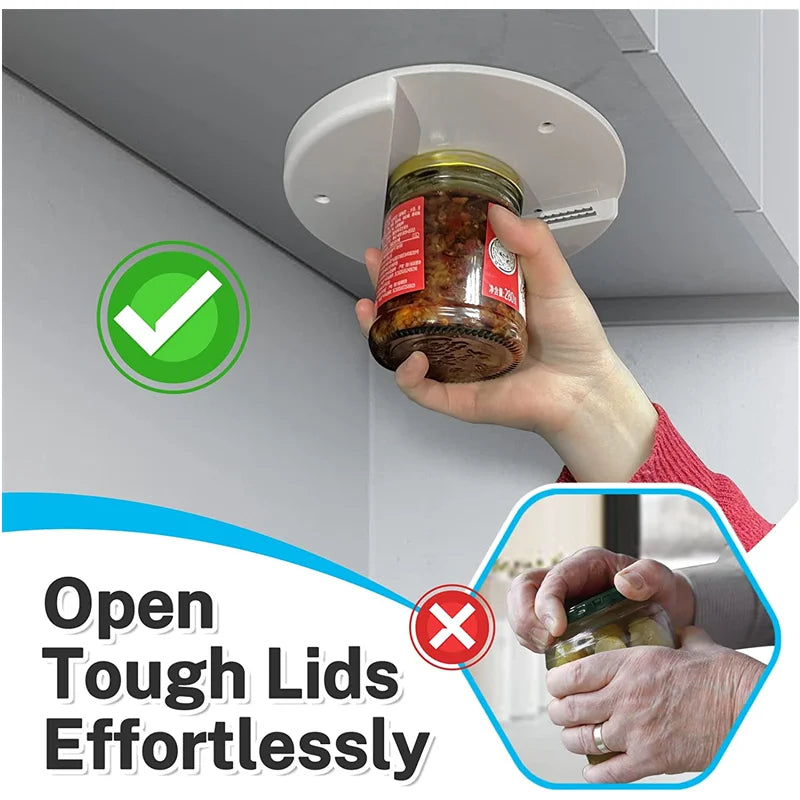 1pc Bottle Opener Multi-Function Under Cabinet Jar Openers Saving Screw Can Opener One Handed Bottle Opener Kitchen Gadget