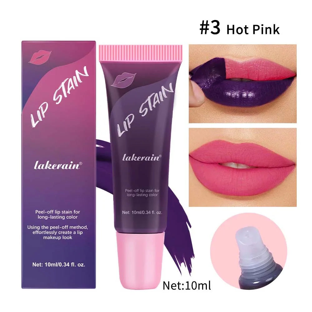 3 Colors Lip Stain Gloss Tattoo Magic Color Peel Off Mask Tint Long Lasting Waterproof Lip Gloss