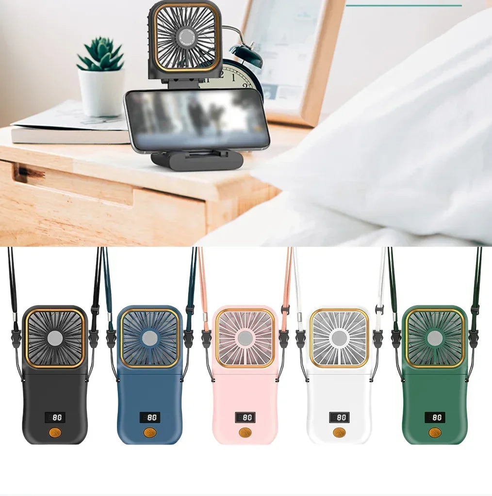 Handheld Small Fan, Desktop Small Fan, Portable USB Fan, Mini Power Bank, Folding Fan, Hanging Neck Fan