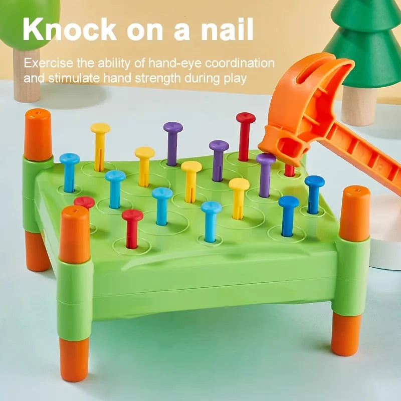 Educational Toys Nail Hammer Pile Driving Platform Montessori Teaching Aids Early Education Children Concentration Training Toy