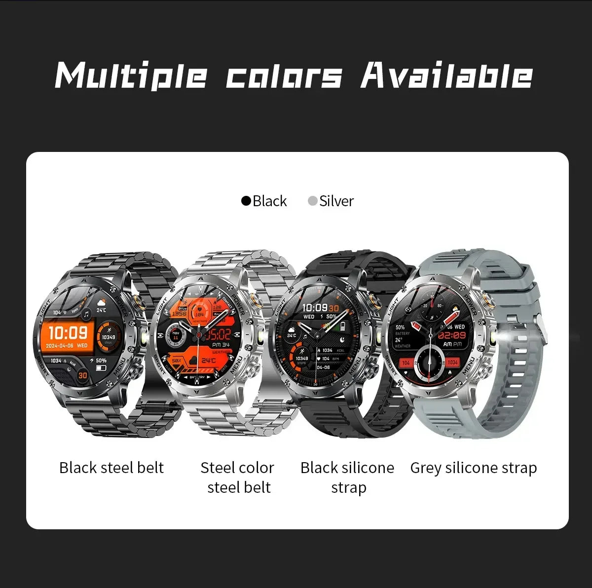 New For HUAWEI 1000mAh Large Capacity Battery Smart Watch Men Outdoor Flashlight BT Call Waterproof Sport Fitness SmartWatches