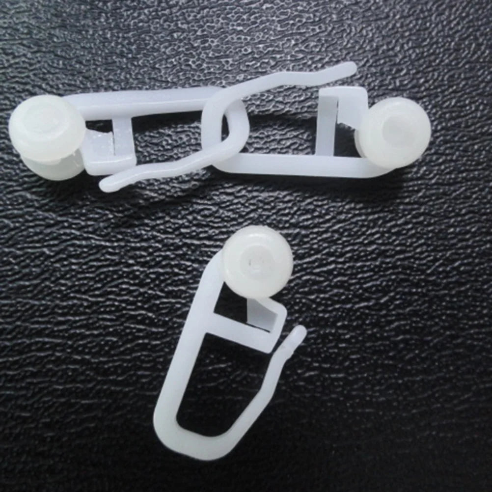 50 Pcs Window Curtain Hanging Ring Universal Roller Hooks Pulley Bed Special White Plastic Easy Install Smooth Sliding