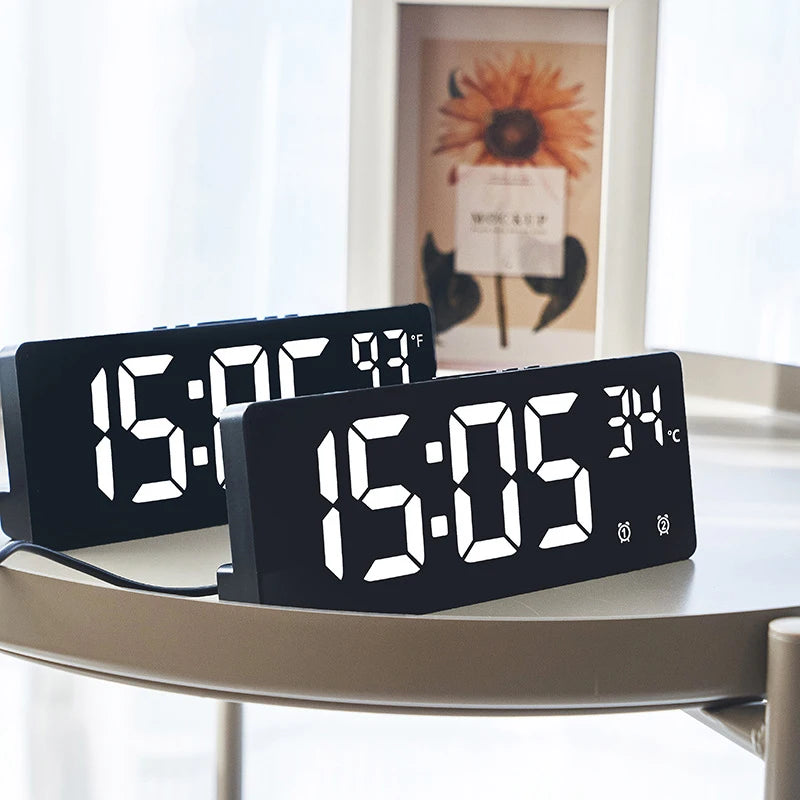Multi-function Electronic Clock Multi-set Alarm Clock Mirror Clock Home Decoration Simple Large Screen Clock