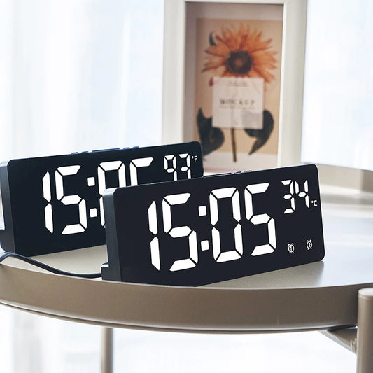 Multi-function Electronic Clock Multi-set Alarm Clock Mirror Clock Home Decoration Simple Large Screen Clock