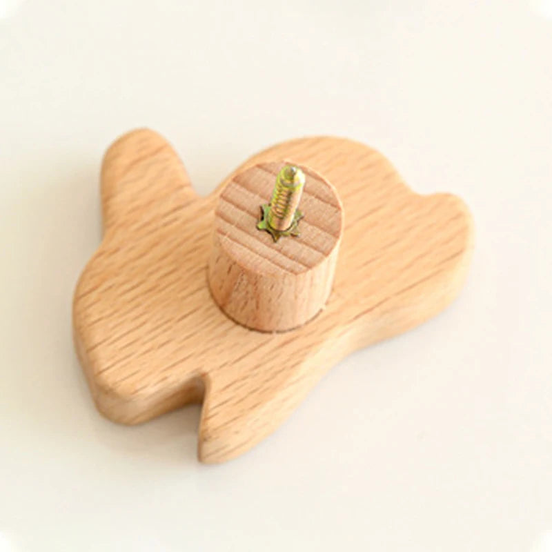 1PCS Solid Wood Hooks Cute Room Decor Animal Hook Wall Hanging Key Coat Hook Home Decoration Hanger Bathroom Kitchen Accessories