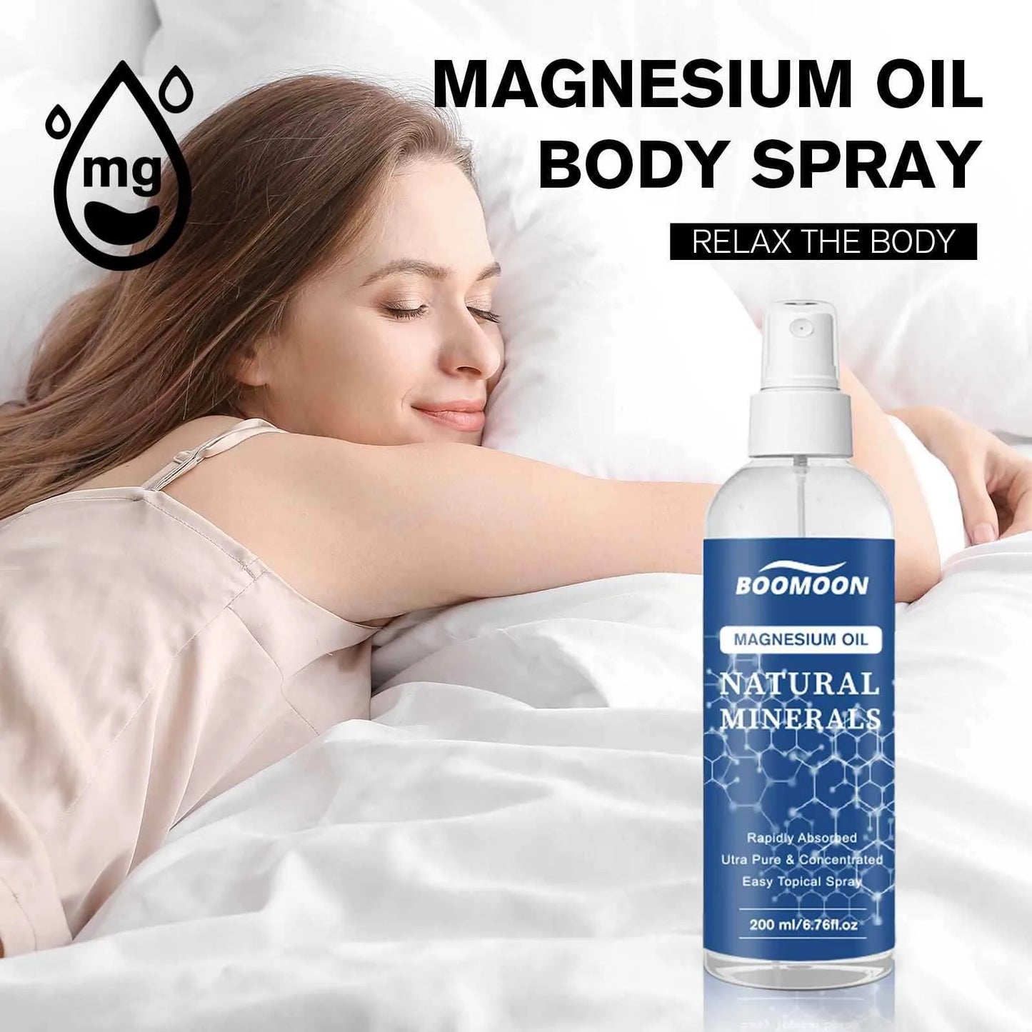 200ML Magnesium Relaxing Body Spray Magnesium Chloride Topical Magnesium Supplement Treatment Body Relax Health Care Gifts