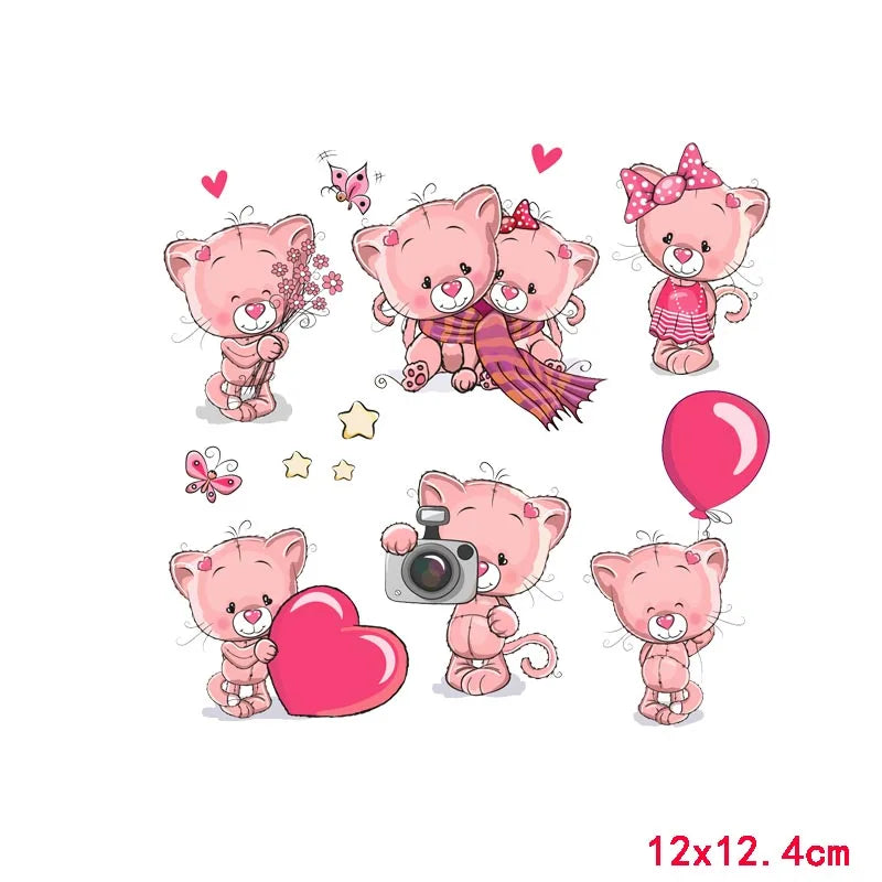 Rainbown Unicorn Heat Thermal Transfer For Clothes Cute Cartoon Iron-On Transfers Sticker On Babys Clothes DIY Aniaml Applique