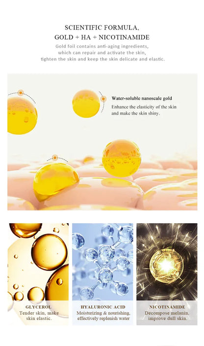 BELYN BERLY Face Serum 3Pcs/Lot Hyaluronic Acid + Vitamin C + 24k Gold Serum Moisturizing Spot White Facial Serum