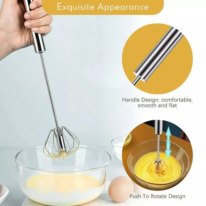 Egg Beater Semi Automatic Mixer Manual Self Turning Steel Easy Whisk Hand Blender Egg Cream Stirring Baking Cooking