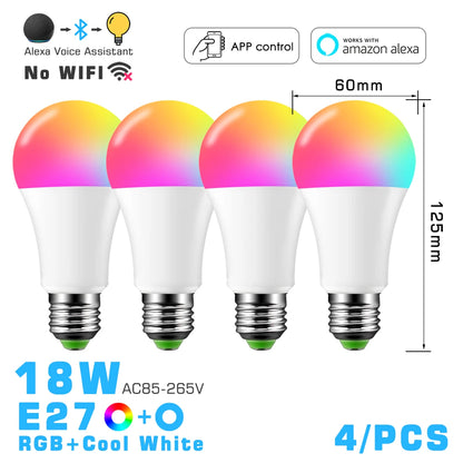 LED Smart Light Bulb, Color Changing Alexa Light, RGB Smart Lamp That Work With Alexa, E27 B22 Base,16 Million Colors,Dimmable